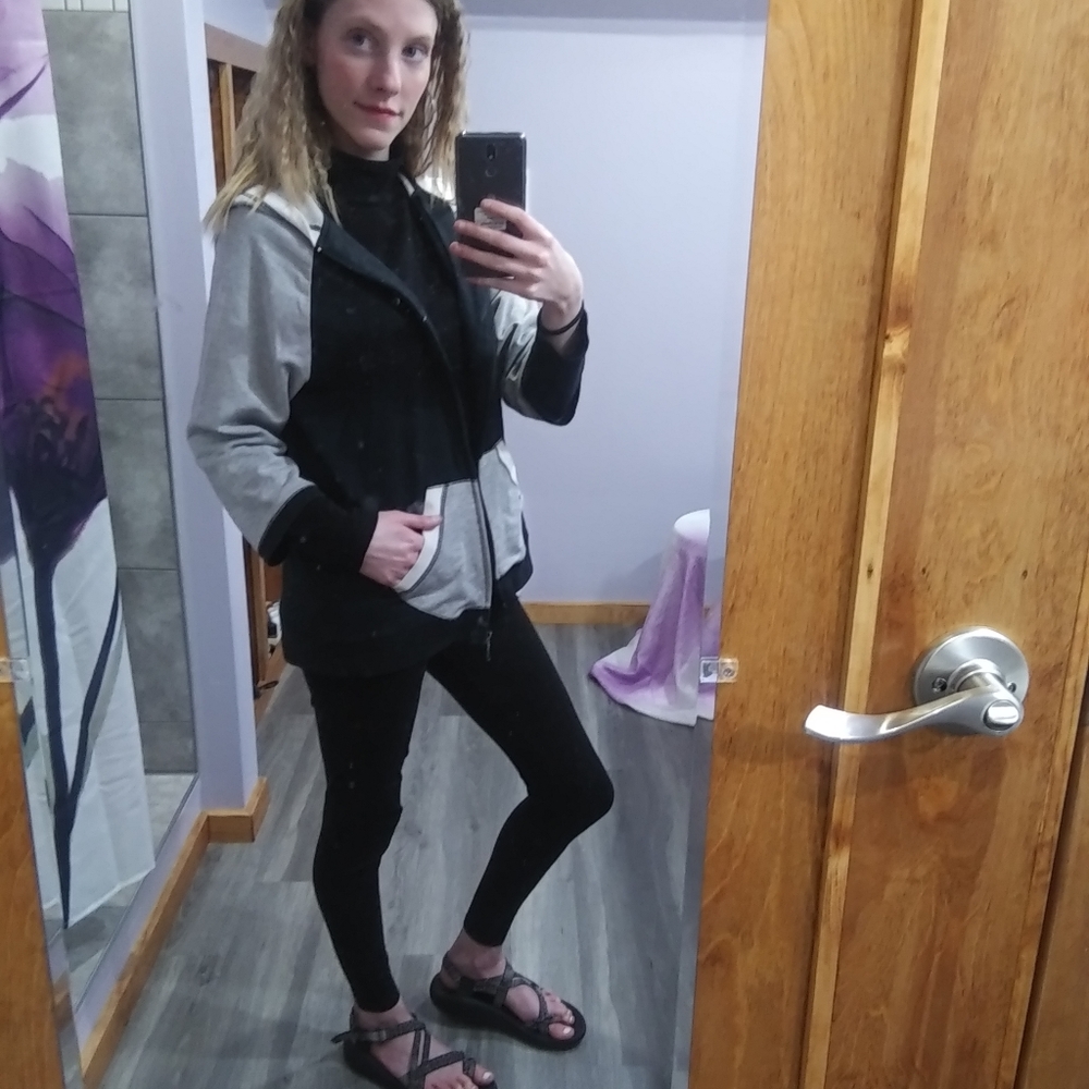 Warm, Soft Grey and Black SweatShirt Jacket